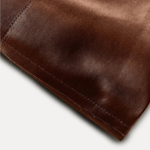 NWT. Zara Brown ZW Collection Satin Effect Midi Skirt. Size M. - Picture 9 of 11